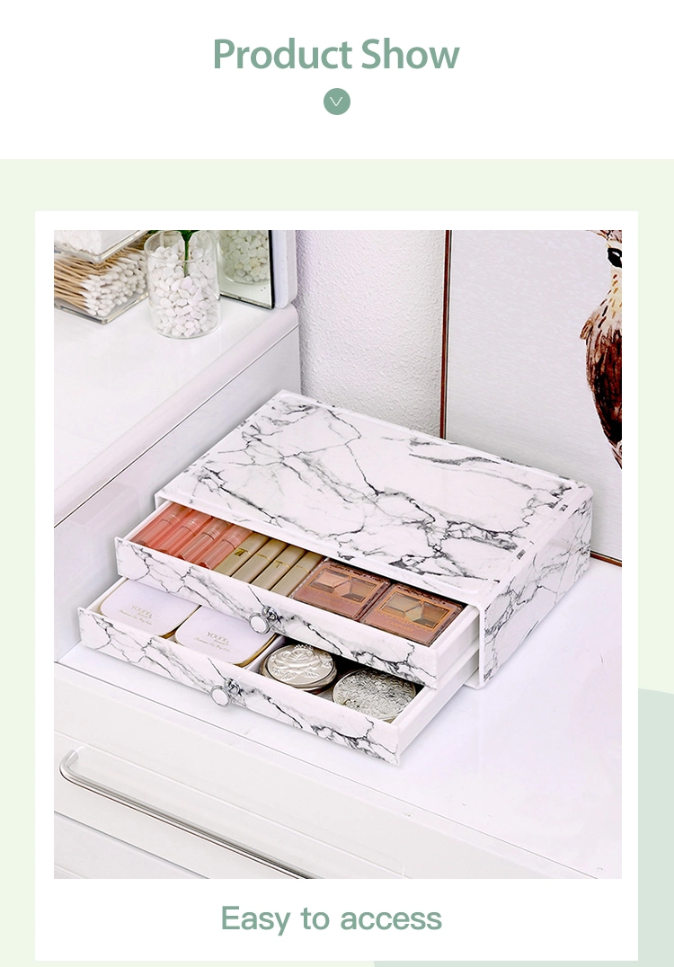 Factory Dresser PS Cosmetic Brush Eye Shadow Storage Organizer Case Large Plastic Marble Makeup Drawers Storage Organizer