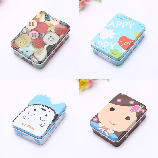Retro Candy Gift Case Metal Storage Can Colorful Cartoon Custom Card Packing Rectangle Tin Boxes