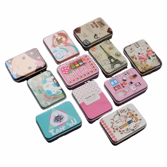 Retro Süßigkeiten Geschenkbox Metall Aufbewahrungsdose Bunte Cartoon Individuelle Kartenverpackung Rechteckige Blechdosen