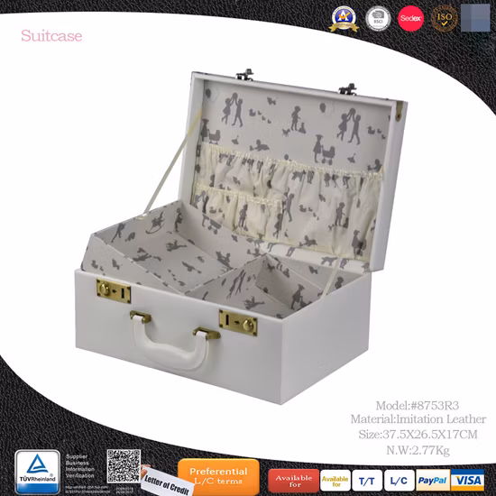 2023 New Design Fashion Cute White Lady′ S Leder Antik Reisekoffer