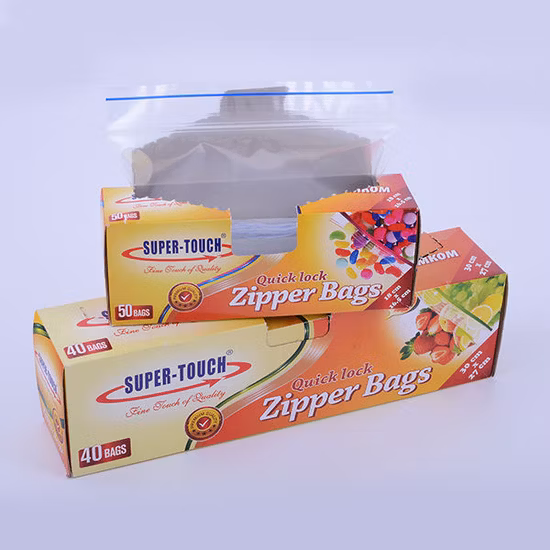 LDPE-Doppelreißverschluss, farbiger Reißverschluss, robuster, griffiger Reißverschluss, Ziploc-Druckverschluss, Snack-Gallonen/Quart/Gefrierschrank/Sandwich-Beutel, Aufbewahrungstasche für Lebensmittel